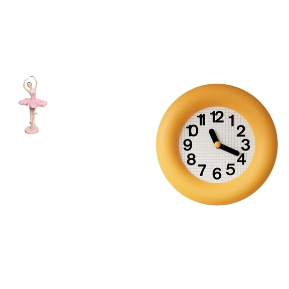 Ballet Girl Statue Ballerina Figurine Wall Clock Resin Material Modern Style for Bedroom Office Decor