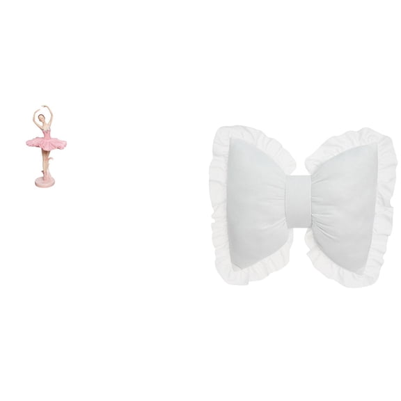 Ballet Girl Statue Cute Bow Cushion Resin Girl Sculpture Festival Ornament for Living Room Bedroom Study