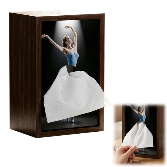 Ballet Girl Tissue Box with Touch Light, Creative Flying Skirt Tissue Box, Lady Flying Dress Paper Dispenser for Bedroom and Living Room
