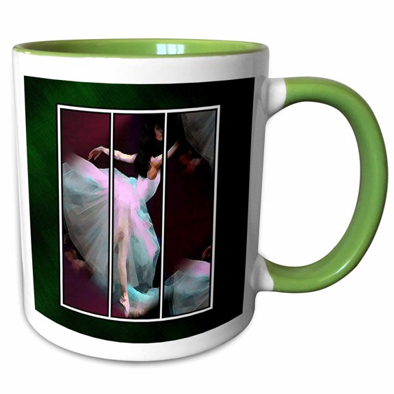 3drose, Ballet in Thirds, 15oz Two-tone Green Mug