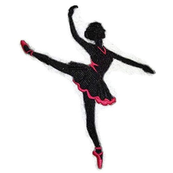 Ballet Left Posture Silhouette] Embroidered Iron on/Sew Patch [6.4" X 4.7"]