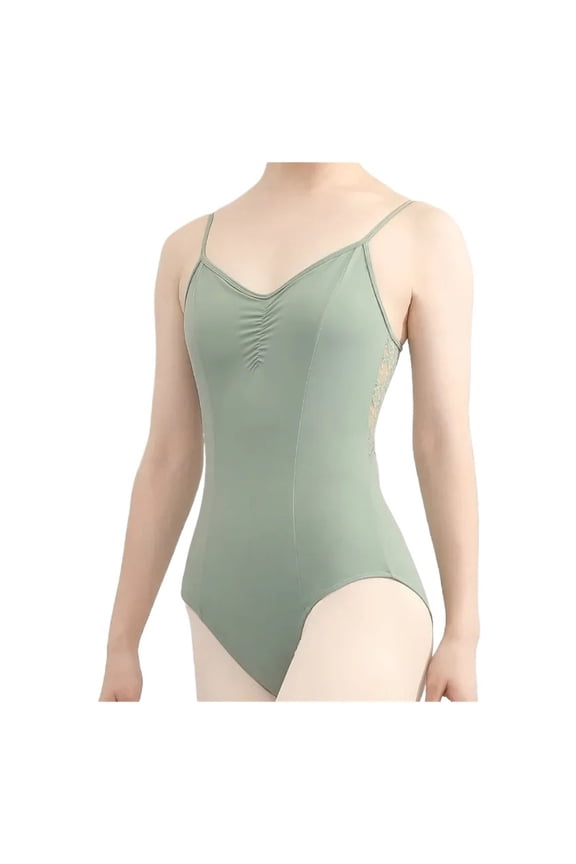 Ballet Leotard Back Lace Stitching Gymnastics Leotard Women Solid Color Elegant Backless V-neck Dance Practice Clothes