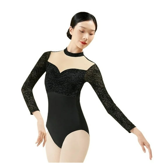 Ballet Leotards For Women Hollow Out Back Stand-up Collar Adult Clothes Long Sleeve Leotard Bodysuit Beachwear