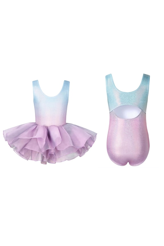 Ballet Leotards for Girls, Sleeveless Toddler Dance Costums with Tutu Skirt