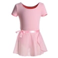 thumbnail image 1 of Ballet Leotards for Girls with Removable Skirt Kids Ballet Tutu Dress Toddler Cotton Short Sleeved Ballerina Outfits Pink 6-7 Years, 1 of 8