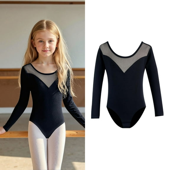 Ballet Leotards for Teens Classic Long Sleeve Black Ballet Leotards for Girls Ballet Outfit Toddler Dance Leotard for Girls 3-4 Years