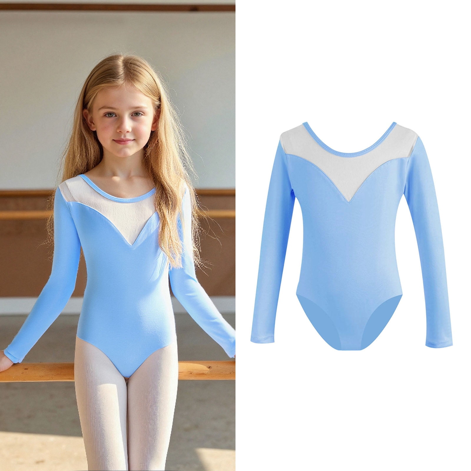 Ballet Leotards for Classic Long Sleeve Girls Blue Dance Leotard Ballet