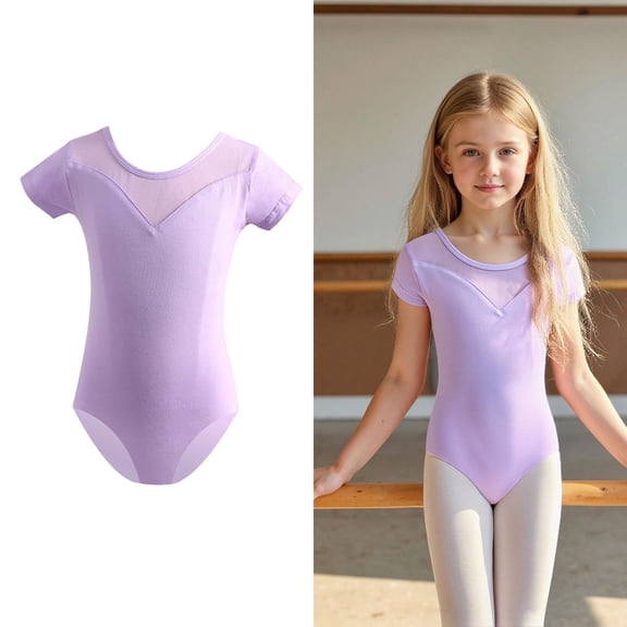 Ballet Leotards for Teens Classic Short Sleeve Purple Girls Leotard Teens Ballet Outfit Ballet Leotards for Girls 11-12 Years