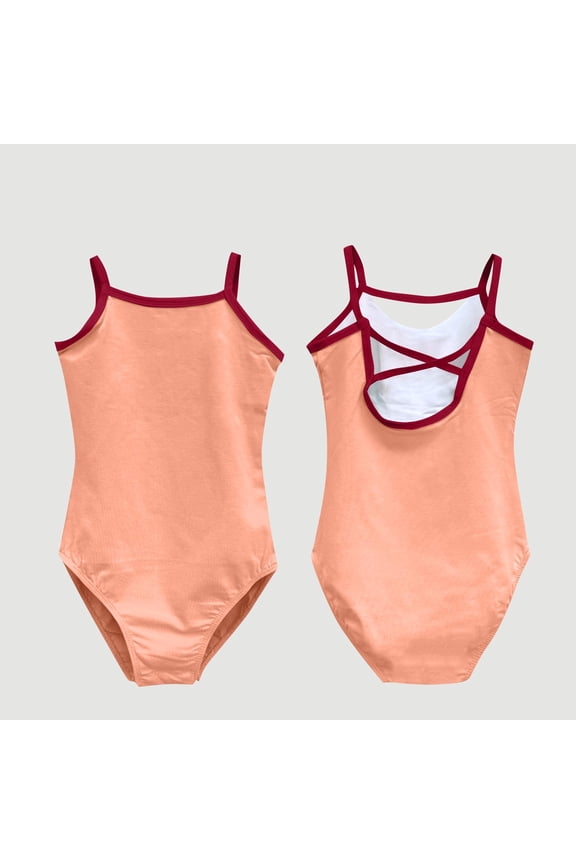 Ballet Leotards for Toddlers Girls 3-16 Years Kids One-Piece Sleeveless Crewneck Bodysuits Teens Solid Spaghetti Strap Dance Jumpsuits