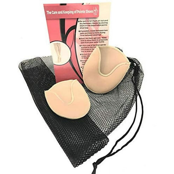 Ballet Pointe Shoe Accessory Bundle - Perfect for Any Pointe Shoe Owner! (3 Items - Toe Pads, Mesh Bag, Care Card)
