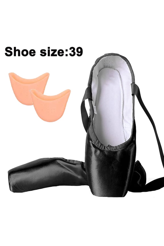Ballet Pointe Shoes Girls Women Ribbon Ballerina Shoes with Toe Pads