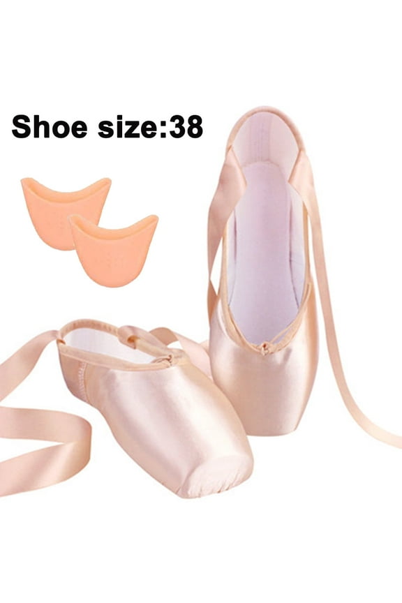 Ballet Pointe Shoes Girls Women Ribbon Ballerina Shoes with Toe Pads