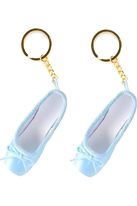 Ballet Pointe Shoes Keychain - Mini Dance Keychain For Ballet Dancers, Elegant PU Leather Gift For Girls (Blue, 2pcs)