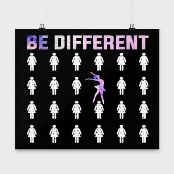 Ballet Poster, Be Different...Dance, Ballerina Wall Art Gift, Black 13x13in Poster