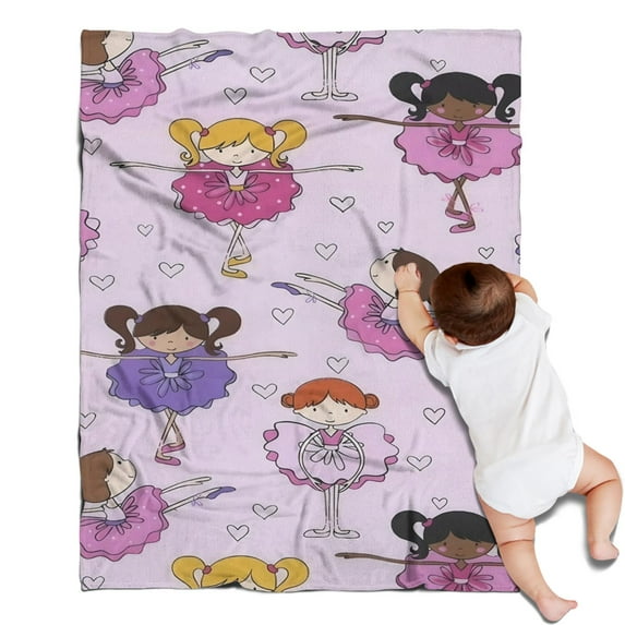 Ballet Princess Girls Pattern Blanket,Comfortable Soft Lamb Wool Throw Blanket,All Season,Warm Lightweight Blankets for Sofa Bed Couch Living Room Chair,30"x40"