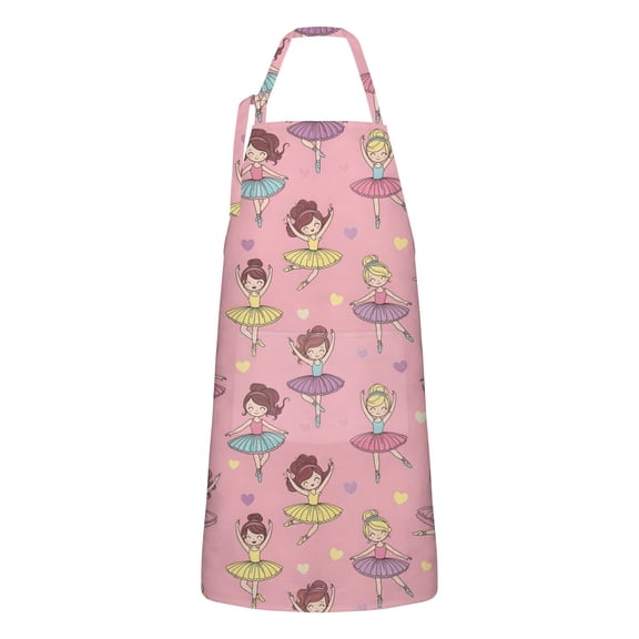 Ballet Princess Pattern Apron-Garden Aprons for Women with Pockets-Cotton Linen Waterproof Kitchen Cooking Gardening Aprons Adjustable for Kitchen,Cooking,BBQ and Salon 33x27 Inch