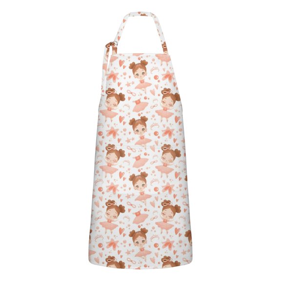 Ballet Princess Pattern Apron-Garden Aprons for Women with Pockets-Cotton Linen Waterproof Kitchen Cooking Gardening Aprons Adjustable for Kitchen,Cooking,BBQ and Salon 33x27 Inch