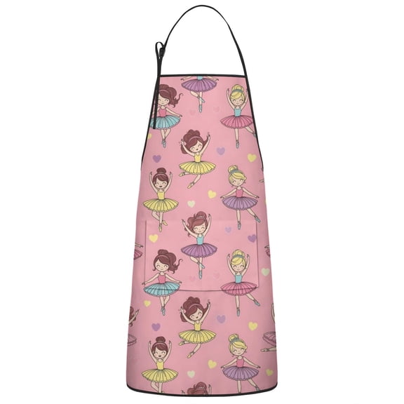 Ballet Princess Pattern Apron-Garden Aprons for Women with Pockets-Cotton Linen Waterproof Kitchen Cooking Gardening Aprons Adjustable for Kitchen,Cooking,BBQ and Salon 33x27 Inch
