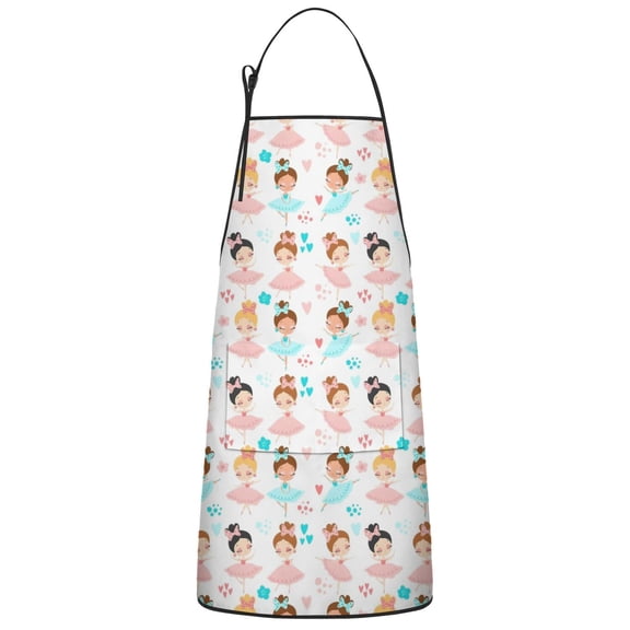Ballet Princess Pattern Apron-Garden Aprons for Women with Pockets-Cotton Linen Waterproof Kitchen Cooking Gardening Aprons Adjustable for Kitchen,Cooking,BBQ and Salon 33x27 Inch