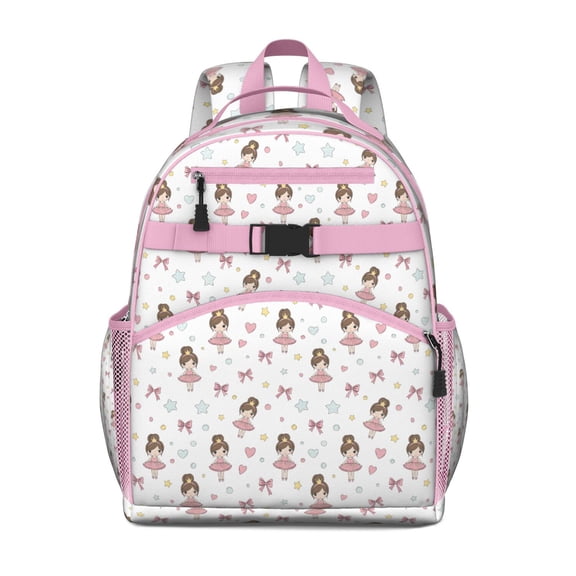 Ballet Princess Pattern Backpack for School,Cute School Bag,Schoolbag with Adjustable Shoulder Straps & Padded Back,15.25"x11.5"x5.25"
