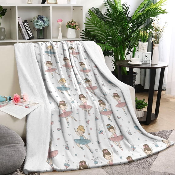 Ballet Princess Pattern Blanket,Comfortable Soft Flannel Throw Blanket,All Season,Warm Lightweight Blankets for Sofa Bed Couch Living Room Chair,40"x50"