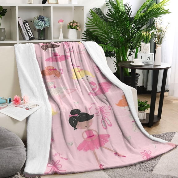 Ballet Princess Pattern Blanket,Comfortable Soft Lamb Wool Throw Blanket,All Season,Warm Lightweight Blankets for Sofa Bed Couch Living Room Chair,40"x50"