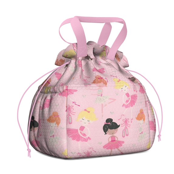 Ballet Princess Pattern Drawstring Lunch Bag Women - Drawstring Lunch Bag Insulated for Work Office - Stain-Resistant Large Lunchbags for Women with Multi-Pockets