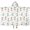 thumbnail image 1 of Ballet Princess Pattern Hooded Bath Towel，60"x35" for Ages 3 To 12 Kids, Quick Dry Lightweight Soft Microfiber Hood Beach Towel Cover Up for Kids, 1 of 7