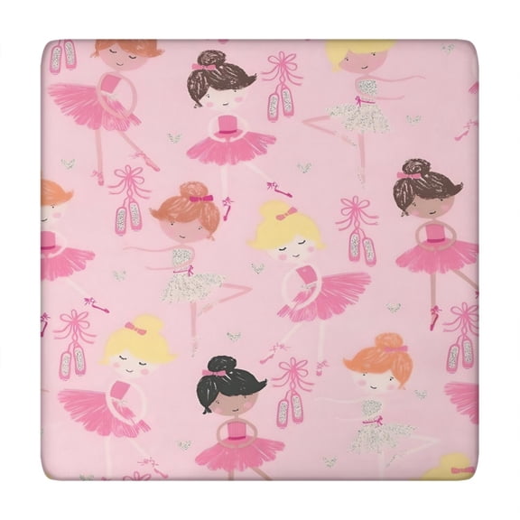 Ballet Princess Pattern Square Fitted Tablecloth with Elastic Edge,Square Table Cover,Washable Elastic Table Cover for Home Kitchen Party Decor 34"x34"