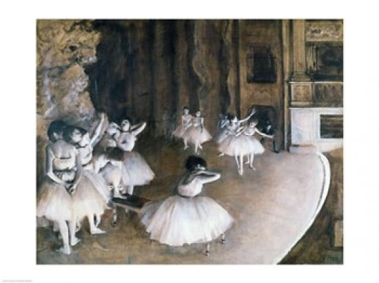Ballet Rehearsal on the Stage 1874 Canvas Art - Edgar Degas (24 x 18)