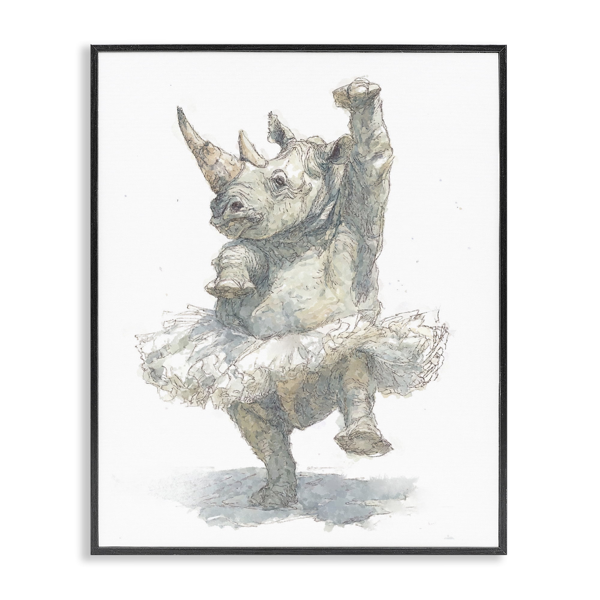 Ballet Rhino Tutu Black Framed Giclee Art, design by Ziwei Li