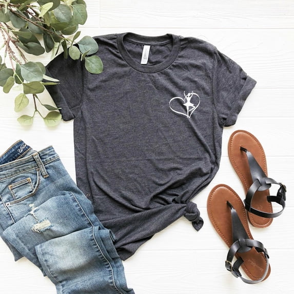 Ballet Shirt, Cute Ballet Tee, Ballet Gifts, Ballerina Shirt, Ballet Heart Pocket Print, Dancing Shirt, Ballet Lover, Soft Comfy Tee