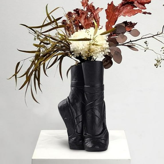 Ballet Shoe Ceramic Vase for Modern White Home Decor,Boho Decor Flower Vase for Nordic Art Pampas Grass,Centerpiece Decor for Coffee Table,Living Room,Office,Shelf,Gift for Ballet Enthusiasts(1ps)