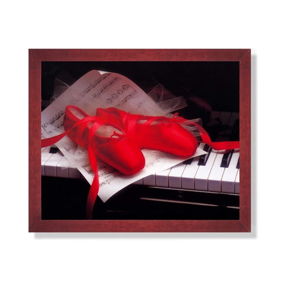 Ballet Shoes Ballerina Piano Kids Room Contemporary Picture Framed Art Print