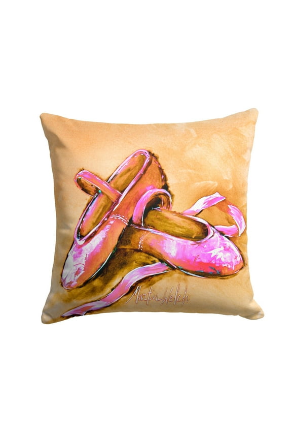Ballet Shoes Brown and Pink Fabric Decorative Pillow