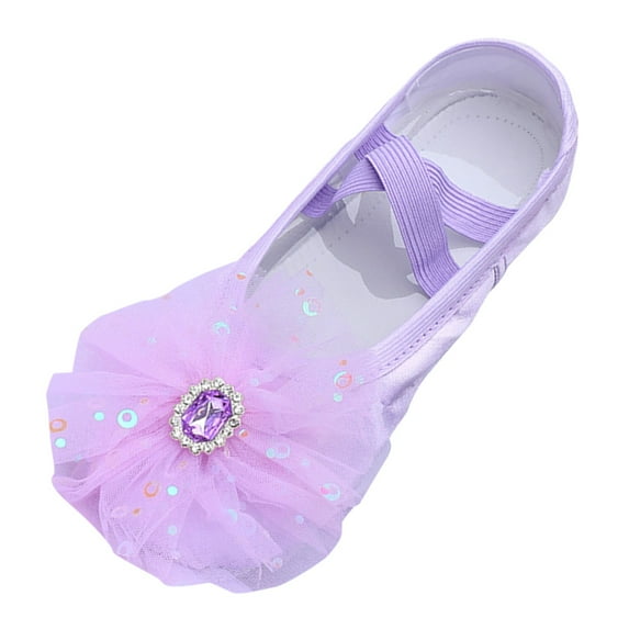 QWIED Ballet Shoes For Girls Ballet Performances Diamond Lace Yoga Children Comfortable And Breathable Dance Shoes 9.5 Years-10 Years