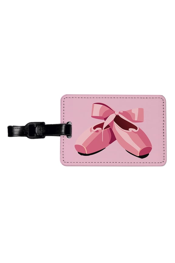 Ballet Shoes Pink with Bow Ballerina Faux Leather Travel Luggage Tag