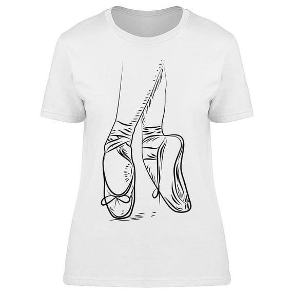 Ballet Shoes Sketch T-Shirt Women -Image by Shutterstock, Female Small