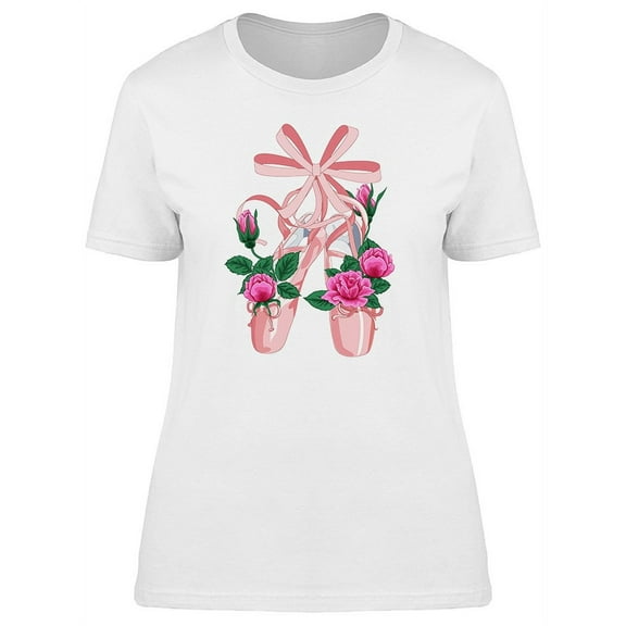 Ballet Shoes With Flowers T-Shirt Women -Image by Shutterstock, Female x-Large