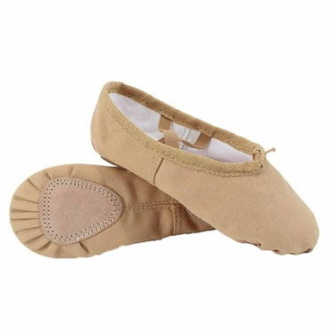 Ballet Shoes for Girls Kids Lightweight Canvas Dance Practice Slippers Solid Color Soft No-Tie Sole Yoga Gymnastics Shoes