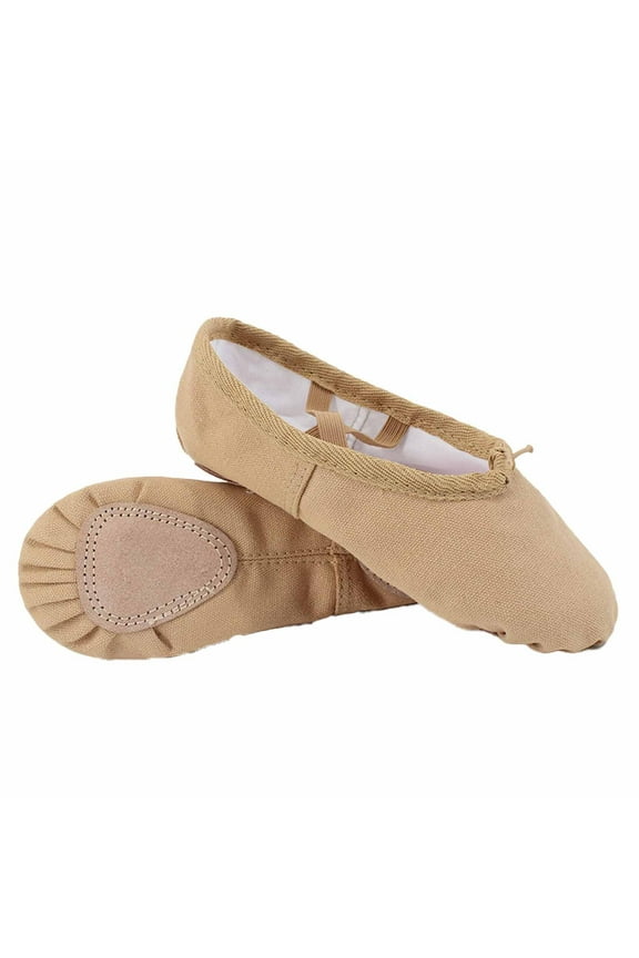 Ballet Shoes for Girls Kids Lightweight Canvas Dance Practice Slippers Solid Color Soft No-Tie Sole Yoga Gymnastics Shoes