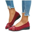thumbnail image 1 of Ballet Shoes for Women Glitter Rhinestone Band Casual Suede Low Wedge Work Business Shoes Comfortable Dress Flat Shoes Red Size 9, 1 of 7