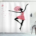 thumbnail image 1 of Ballet Shower Curtain, Floral Woman Dancing Flourishing Feminine Beauty Mother Earth Pattern, Fabric Bathroom Set with Hooks, 69W X 70L Inches, Pink Black and White, by Ambesonne, 1 of 3