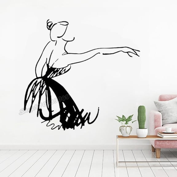 Ballet Silhouette Wall Decal Ballerina Ballet Dancer Gymnastics Pointe Wall Sticker Dance Studio Decor Vinyl Decal Mural 42x44cm