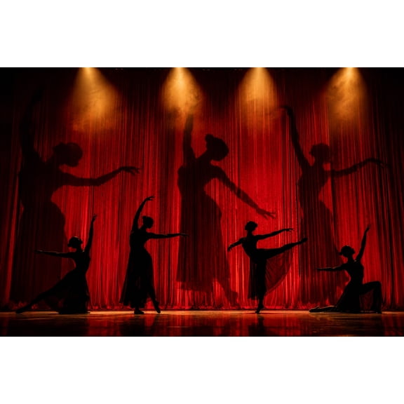 Ballet Silhouettes Poster - Dramatic Stage Performance | Dance Wall Art 【Poster Paper】