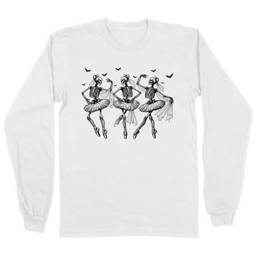Ballet Skeletons Long Sleeve Shirt Unisex Small White