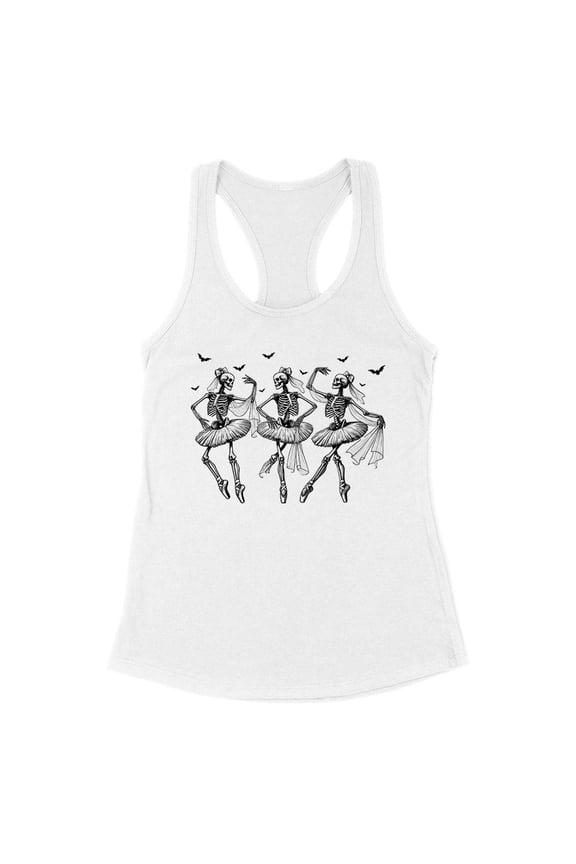 Ballet Skeletons Tank Top Fitted Racerback Women's Large White