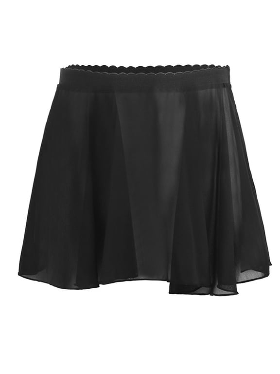 Ballet Skirt for Girls Pull On Dance Wrap Chiffon Skirts Elastic Solid Color Dance Costumes