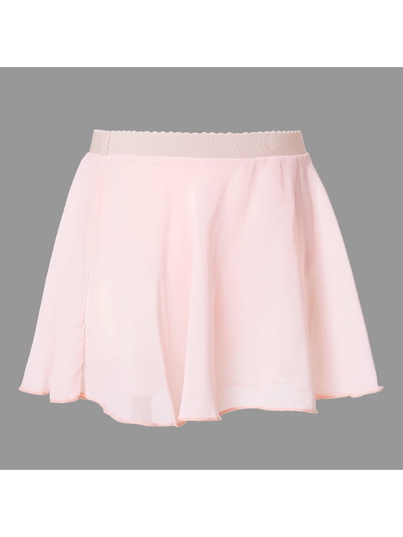 Ballet Skirts for Girls Solid Color Chiffon Pull On Elastic Dance Wear Pink XL