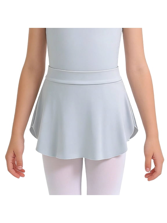 Ballet Skirts for Girls Solid Color Dance Practice Wrap Side Slit Elastic Waist Shaping Tutu Skirt, Performance Class Sky Blue 8-12 Years